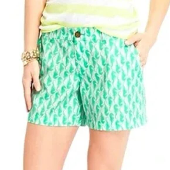 Old Navy Seahorse Shorts Novelty Print Mid Rise Chino Women's 12 Beach Coastal - Picture 1 of 11